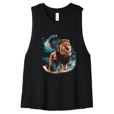 Lion Night Women's Racerback Cropped Tank