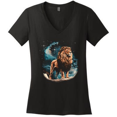 Lion Night Women's V-Neck T-Shirt