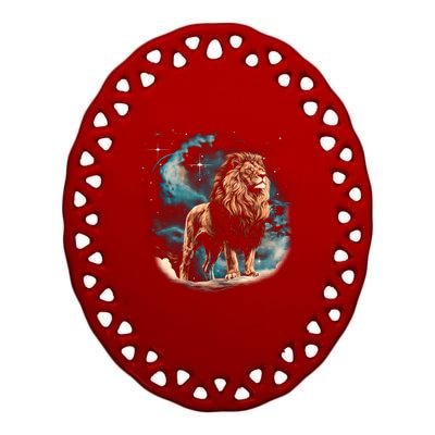 Lion Night Ceramic Oval Ornament