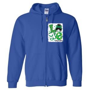 Love Nurse Life Bleached Messy Bun Nurse St Patricks Day Gift Full Zip Hoodie