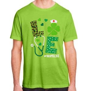 Love Nurse Life Stethoscope Shamrock Irish Nurse Patrick Day Gift Adult ChromaSoft Performance T-Shirt