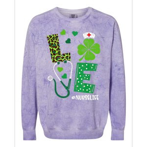 Love Nurse Life Stethoscope Shamrock Irish Nurse Patrick Day Gift Colorblast Crewneck Sweatshirt