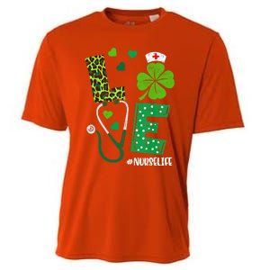 Love Nurse Life Stethoscope Shamrock Irish Nurse Patrick Day Gift Cooling Performance Crew T-Shirt