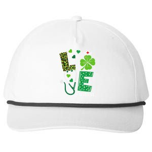 Love Nurse Life Stethoscope Shamrock Irish Nurse Patrick Day Gift Snapback Five-Panel Rope Hat