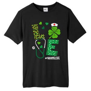 Love Nurse Life Stethoscope Shamrock Irish Nurse Patrick Day Gift Tall Fusion ChromaSoft Performance T-Shirt