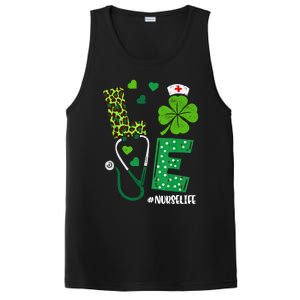 Love Nurse Life Stethoscope Shamrock Irish Nurse Patrick Day Gift PosiCharge Competitor Tank