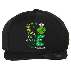 Love Nurse Life Stethoscope Shamrock Irish Nurse Patrick Day Gift Wool Snapback Cap