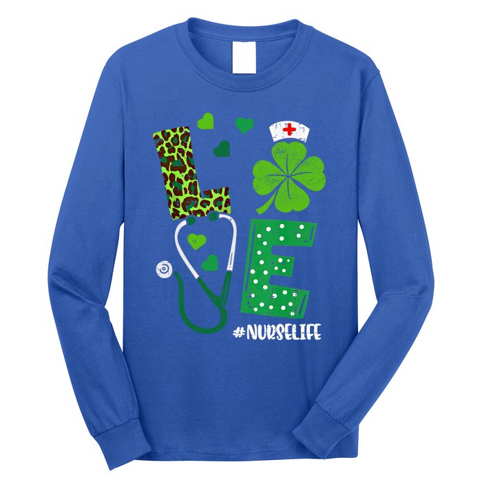 Love Nurse Life Stethoscope Shamrock Irish Nurse Patrick Day Gift Long Sleeve Shirt