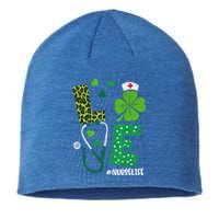 Love Nurse Life Stethoscope Shamrock Irish Nurse Patrick Day Gift Sustainable Beanie