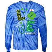 Love Nurse Life Stethoscope Shamrock Irish Nurse Patrick Day Gift Tie-Dye Long Sleeve Shirt