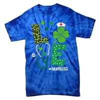 Love Nurse Life Stethoscope Shamrock Irish Nurse Patrick Day Gift Tie-Dye T-Shirt