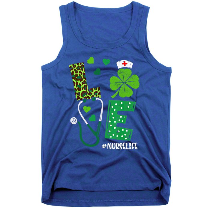 Love Nurse Life Stethoscope Shamrock Irish Nurse Patrick Day Gift Tank Top