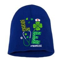 Love Nurse Life Stethoscope Shamrock Irish Nurse Patrick Day Gift Short Acrylic Beanie