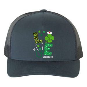 Love Nurse Life Stethoscope Shamrock Irish Nurse Patrick Day Gift Yupoong Adult 5-Panel Trucker Hat