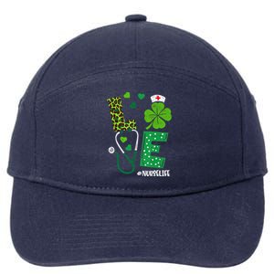 Love Nurse Life Stethoscope Shamrock Irish Nurse Patrick Day Gift 7-Panel Snapback Hat