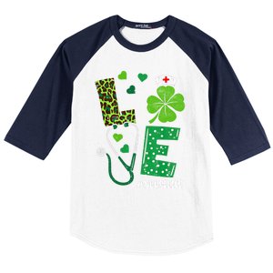 Love Nurse Life Stethoscope Shamrock Irish Nurse Patrick Day Gift Baseball Sleeve Shirt