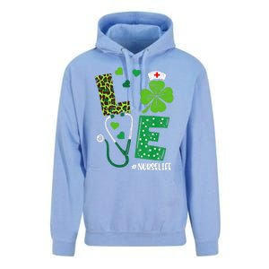 Love Nurse Life Stethoscope Shamrock Irish Nurse Patrick Day Gift Unisex Surf Hoodie