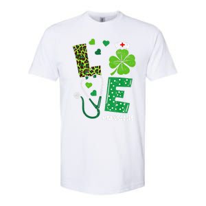 Love Nurse Life Stethoscope Shamrock Irish Nurse Patrick Day Gift Softstyle CVC T-Shirt