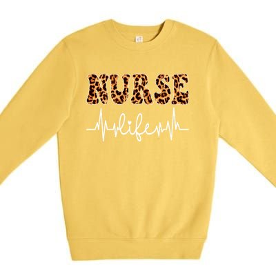 Leopard Nurse Life Nursing NurseS Day Gift Premium Crewneck Sweatshirt