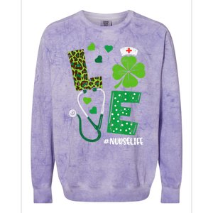 Love Nurse Life Stethoscope Shamrock Irish Nurse Patrick Day Gift Colorblast Crewneck Sweatshirt