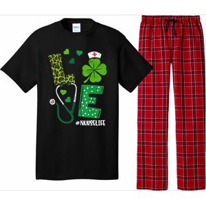 Love Nurse Life Stethoscope Shamrock Irish Nurse Patrick Day Gift Pajama Set