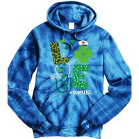 Love Nurse Life Stethoscope Shamrock Irish Nurse Patrick Day Gift Tie Dye Hoodie