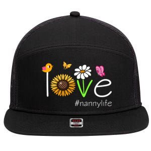 Love Nanny Life Cute Matching Family 7 Panel Mesh Trucker Snapback Hat