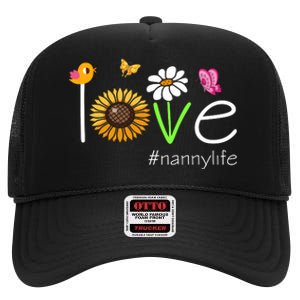 Love Nanny Life Cute Matching Family High Crown Mesh Back Trucker Hat