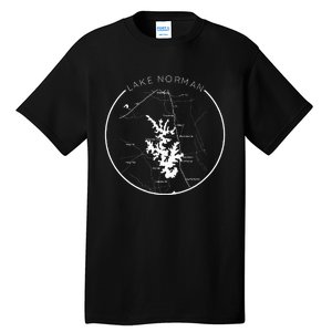 Lake Norman Map Shoreline North Carolina Vacation Charlotte Tall T-Shirt