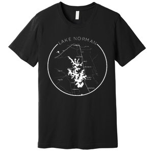 Lake Norman Map Shoreline North Carolina Vacation Charlotte Premium T-Shirt