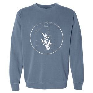 Lake Norman Map Shoreline North Carolina Vacation Charlotte Garment-Dyed Sweatshirt