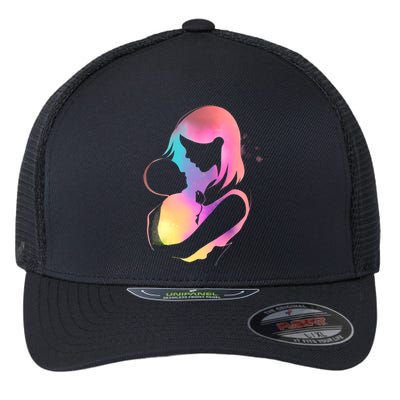 Loving New Mom Cute Gift Colorful Flexfit Unipanel Trucker Cap