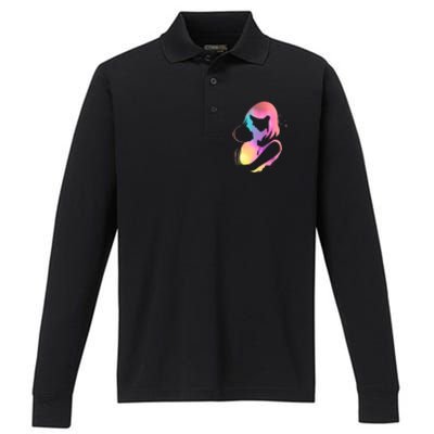 Loving New Mom Cute Gift Colorful Performance Long Sleeve Polo