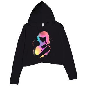 Loving New Mom Cute Gift Colorful Crop Fleece Hoodie