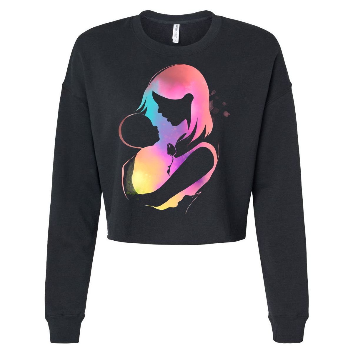 Loving New Mom Cute Gift Colorful Cropped Pullover Crew