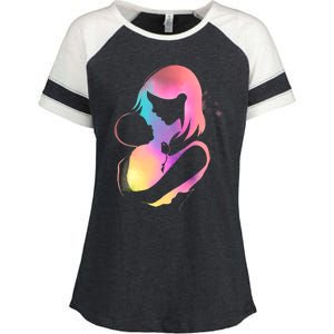 Loving New Mom Cute Gift Colorful Enza Ladies Jersey Colorblock Tee