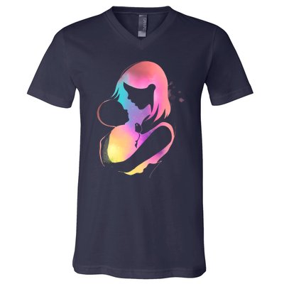 Loving New Mom Cute Gift Colorful V-Neck T-Shirt