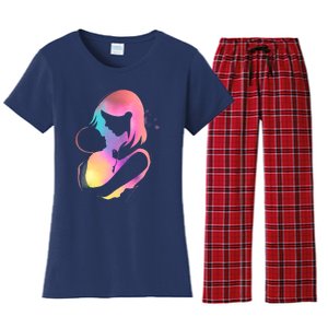 Loving New Mom Cute Gift Colorful Women's Flannel Pajama Set