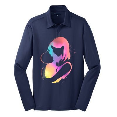 Loving New Mom Cute Gift Colorful Silk Touch Performance Long Sleeve Polo