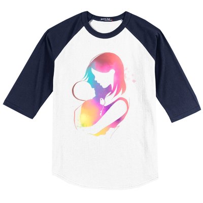 Loving New Mom Cute Gift Colorful Baseball Sleeve Shirt