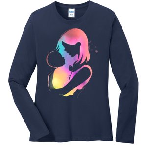 Loving New Mom Cute Gift Colorful Ladies Long Sleeve Shirt