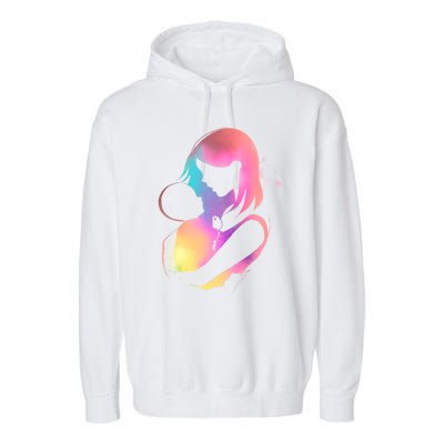 Loving New Mom Cute Gift Colorful Garment-Dyed Fleece Hoodie