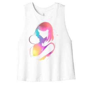 Loving New Mom Cute Gift Colorful Women's Racerback Cropped Tank