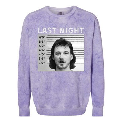 Last Night Mugshot Of Morgan Trending Mug Shot Colorblast Crewneck Sweatshirt