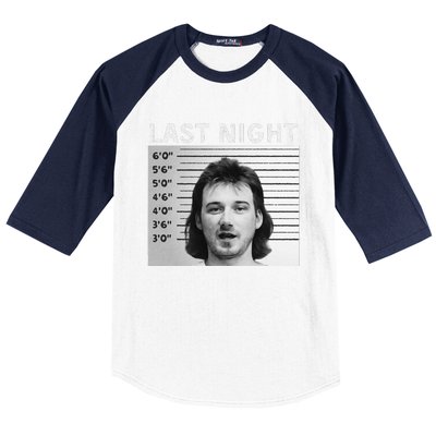 Last Night Mugshot Of Morgan Trending Mug Shot Baseball Sleeve Shirt