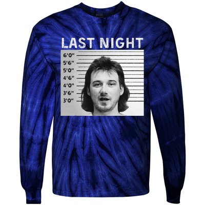 Last Night Mugshot Of Morgan Trending Mug Shot Tie-Dye Long Sleeve Shirt