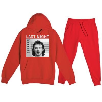 Last Night Mugshot Of Morgan Trending Mug Shot Premium Hooded Sweatsuit Set