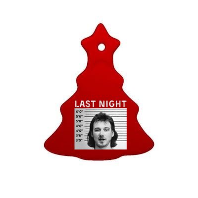 Last Night Mugshot Of Morgan Trending Mug Shot Ceramic Tree Ornament