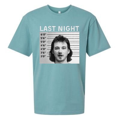 Last Night Mugshot Of Morgan Trending Mug Shot Sueded Cloud Jersey T-Shirt