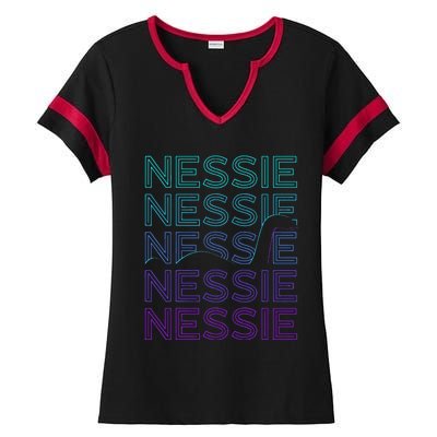 Loch Ness Monster Nessie Cryptid Cryptozoology Retro Ladies Halftime Notch Neck Tee